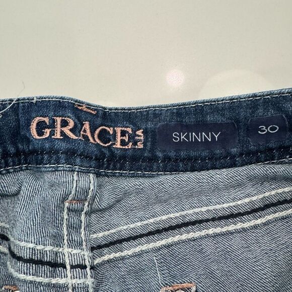 Grace In LA Women's Blue Patchwork Jeans - Picture 9 of 15